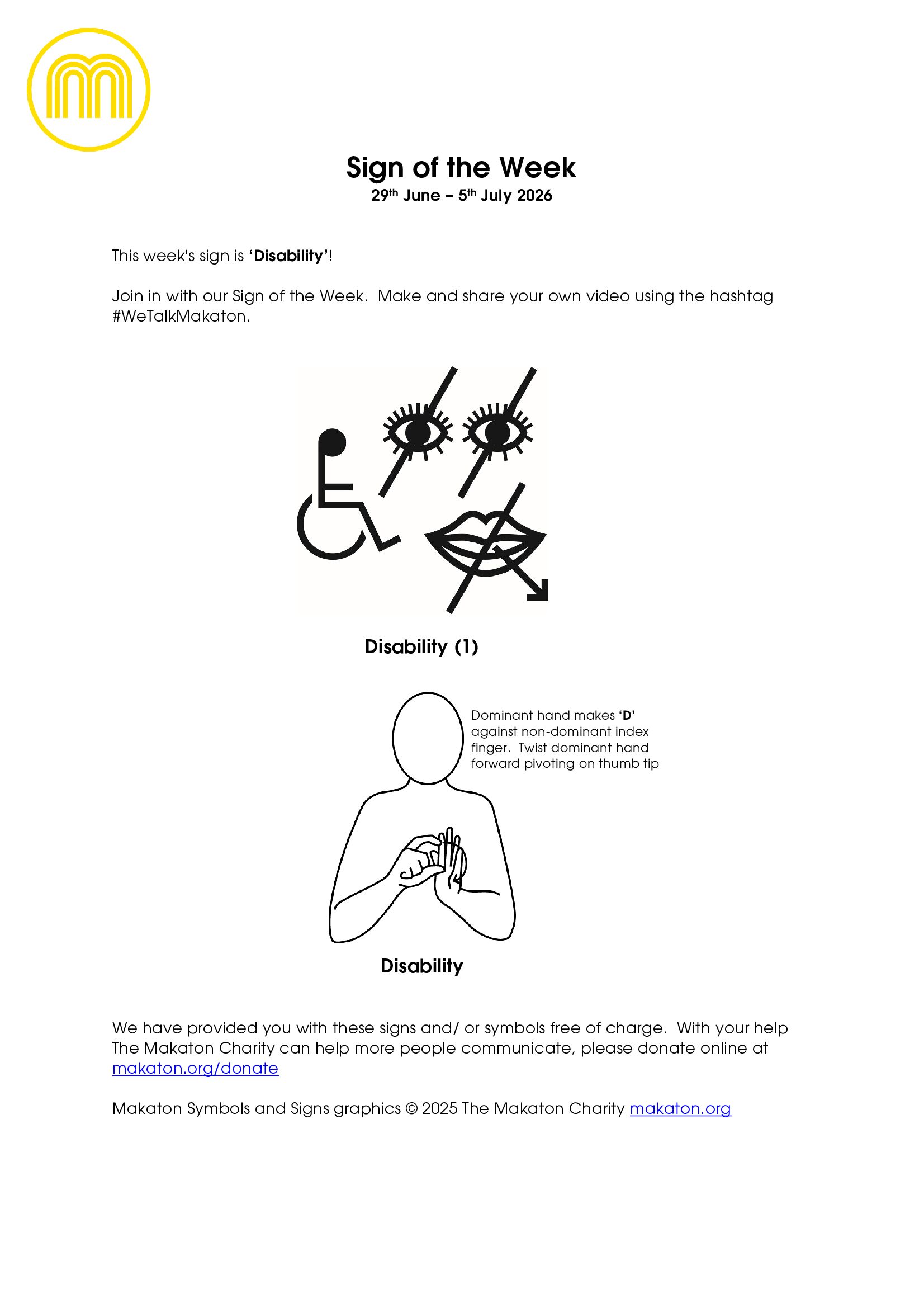 MAKATON - SIGN OF THE WEEK